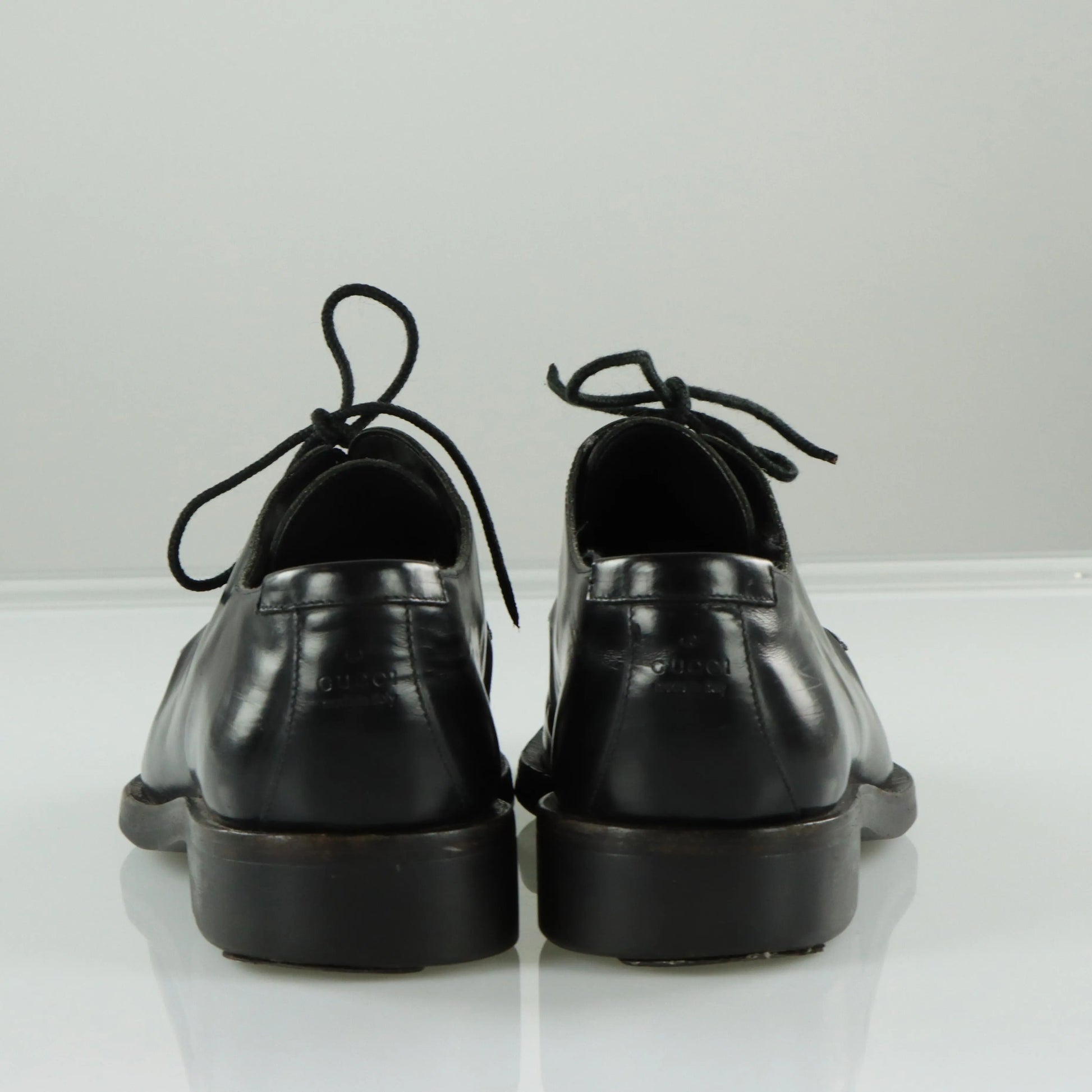 GUCCI Black Leather Oxford Derby Lace Up Dress Shoes (8.5) *ruby Vintage Sole Melbourne