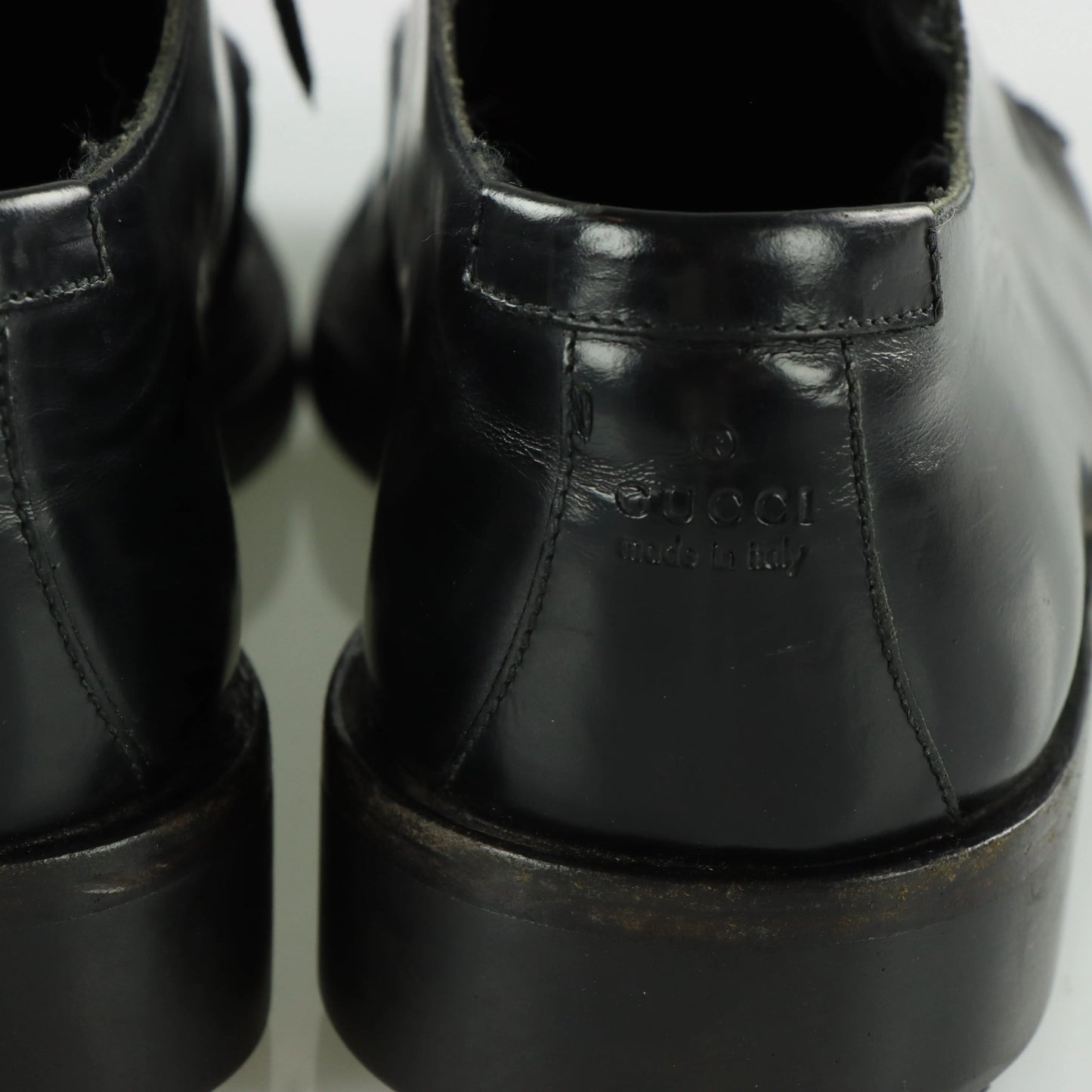 GUCCI Black Leather Oxford Derby Lace Up Dress Shoes (8.5) *ruby Vintage Sole Melbourne
