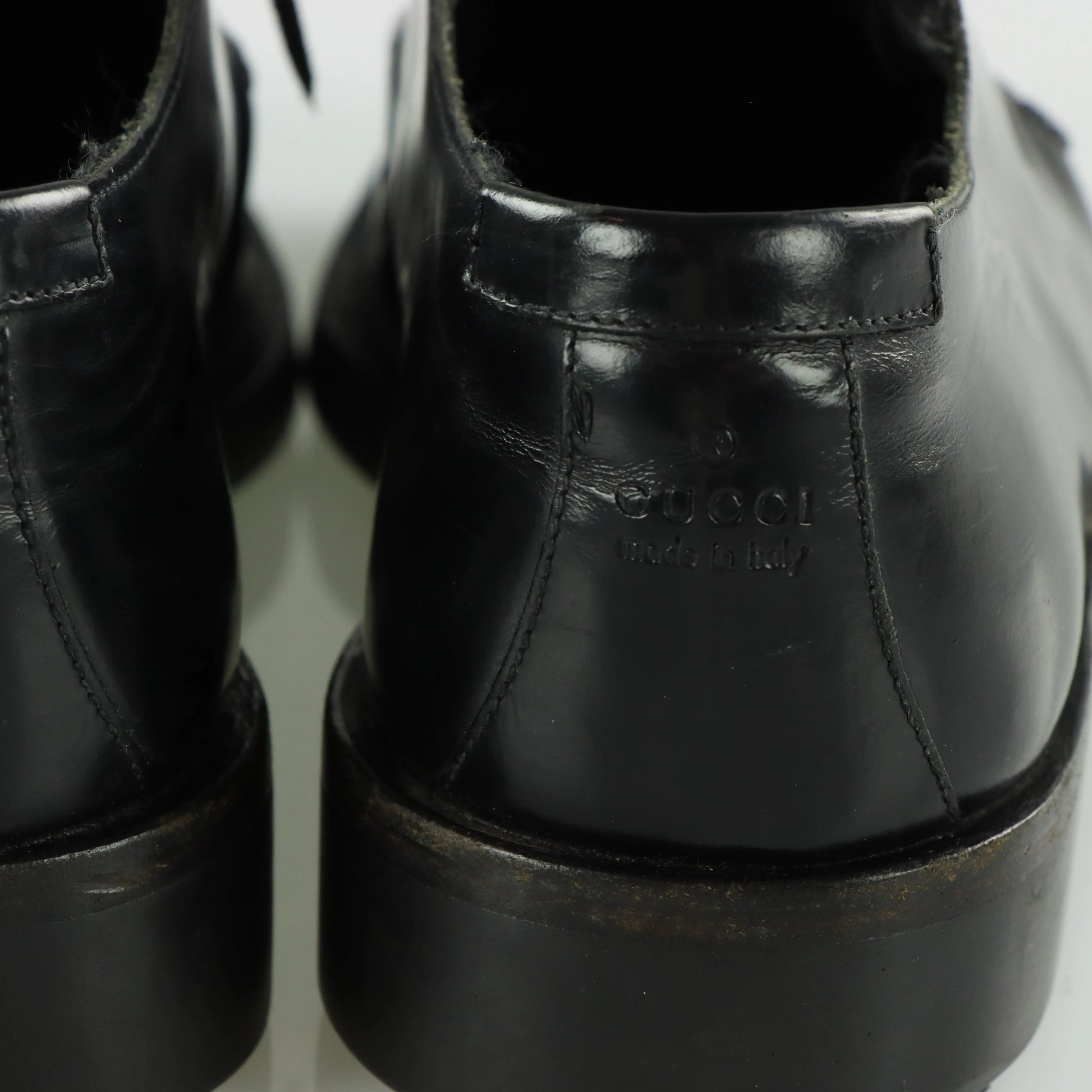 GUCCI Black Leather Oxford Derby Lace Up Dress Shoes (8.5) *ruby Vintage Sole Melbourne