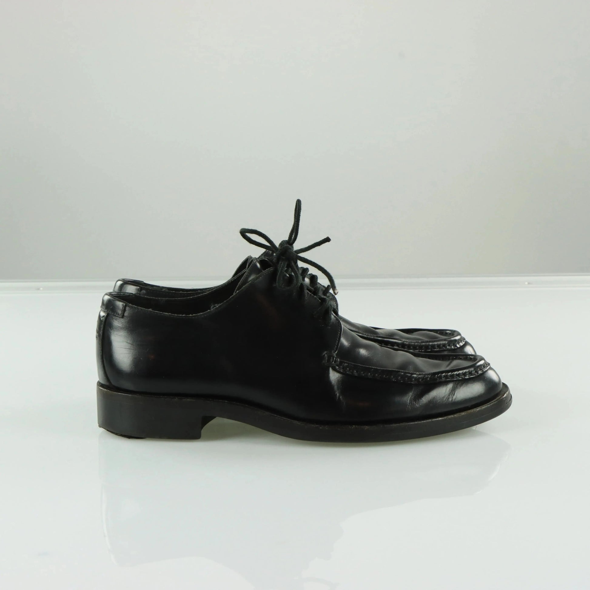 chinese dress ladies GUCCI Black Leather Oxford Derby Lace Up Dress Shoes (8.5) *ruby main image 1