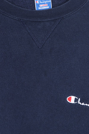 CHAMPIOIN Navy Blue Embroidered Logo Crewneck Sweatshirt USA Made (XL)