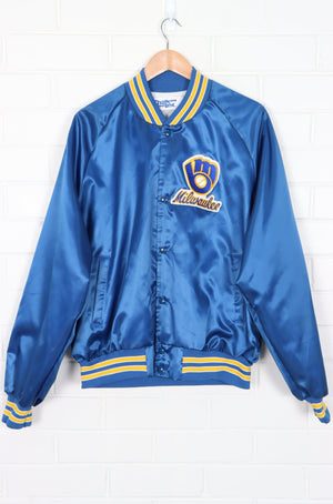 MLB Milwaukee Brewers Embroidered Satin Bomber Jacket (L-XL)