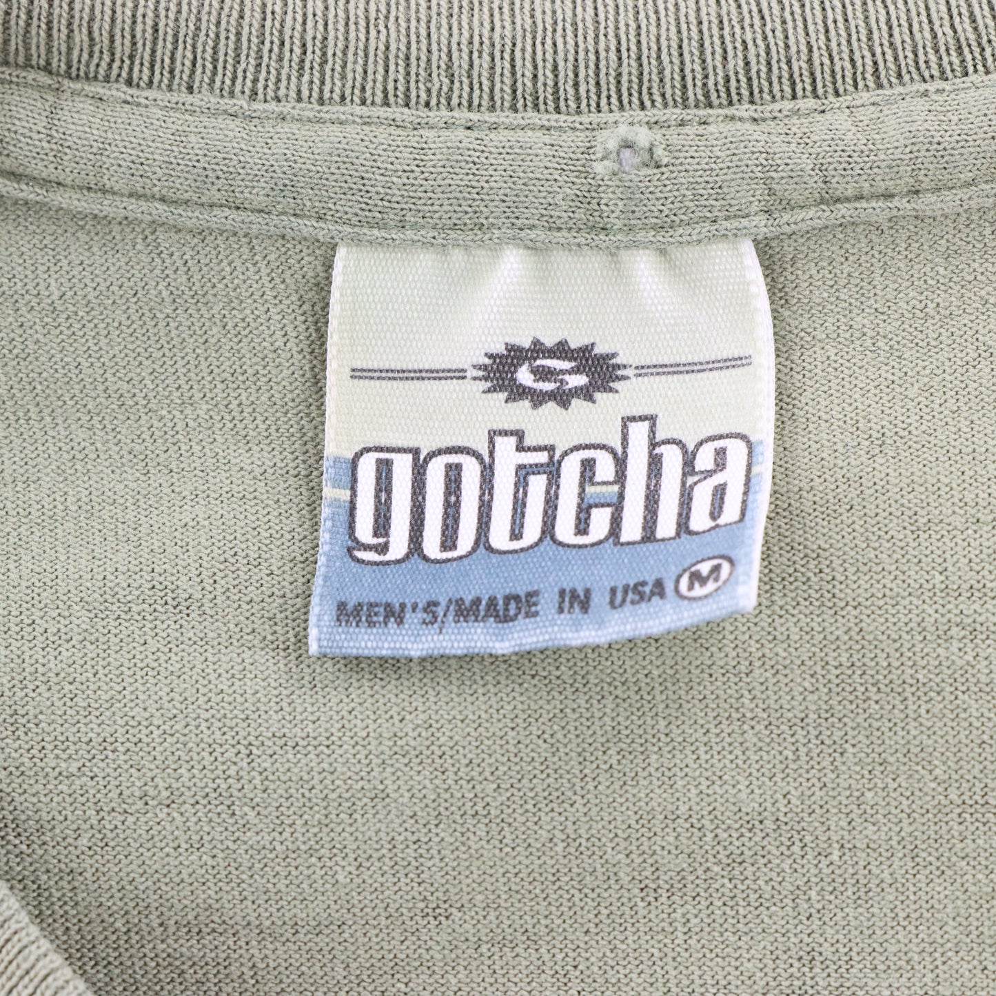 Vintage 90s GOTCHA Single Stitch USA Made Sage Green Surfer Tee (M) Vintage Sole Melbourne
