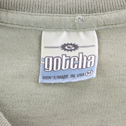 Vintage 90s GOTCHA Single Stitch USA Made Sage Green Surfer Tee (M) Vintage Sole Melbourne