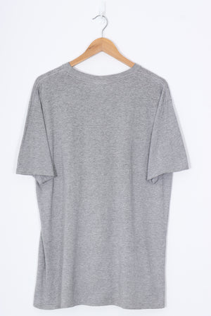 REEBOK Grey & Blue Sports Big Logo Graphic T-Shirt (L)