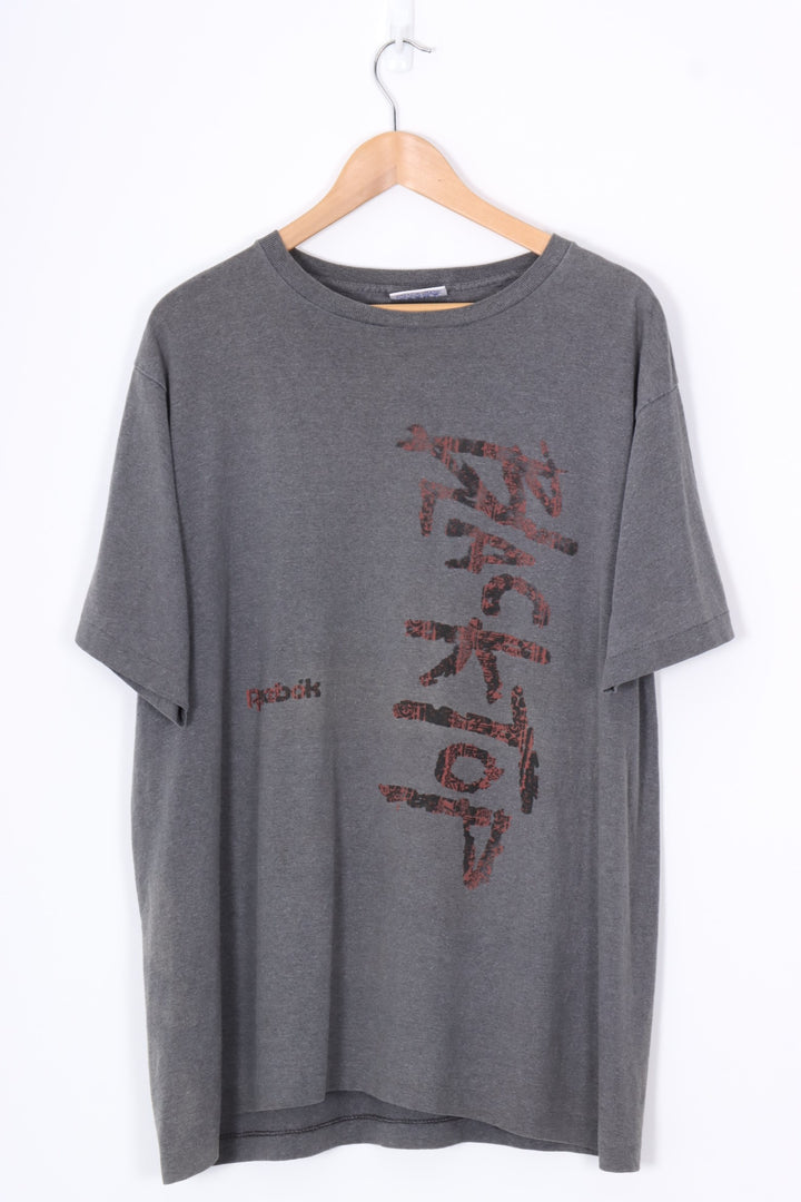 REEBOK 'Blacktop' Grey & Red USA Made T-Shirt (XL)