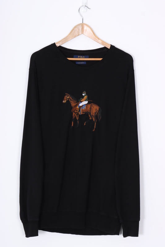 RALPH LAUREN POLO Embroidered Equestrian Thin Sweatshirt (M-L)