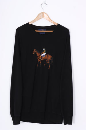 RALPH LAUREN POLO Embroidered Equestrian Thin Sweatshirt (M-L)