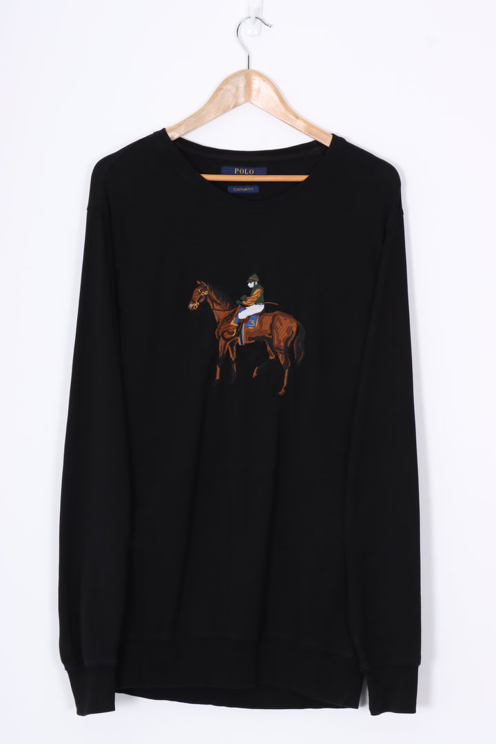 RALPH LAUREN POLO Embroidered Equestrian Thin Sweatshirt (M-L)