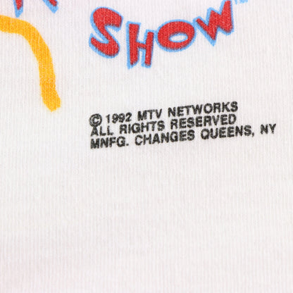 Vintage 1992 REN & STIMPY "What Is It Man?" USA Made White Single Stitch Cartoon T-Shirt (XL)