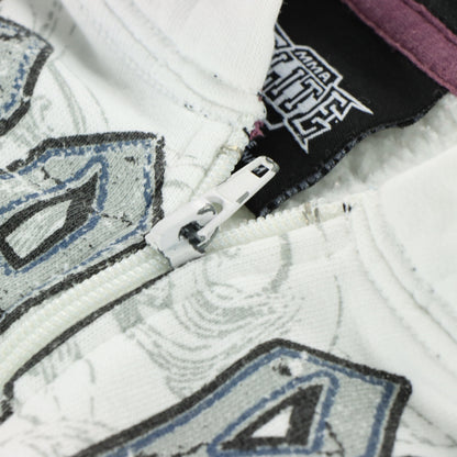 ELITE MMA Y2K Skull Grunge Cross Zip Up Hooded Sweatshirt (L-XL)