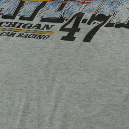 Looney Tunes 'Michigan Dwarf Car Racing' Single Stitch Double Sided Light Grey Tee (M-L)