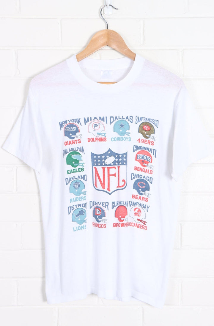 NFL Team Helmets Single Stitch T-Shirt (S-M)