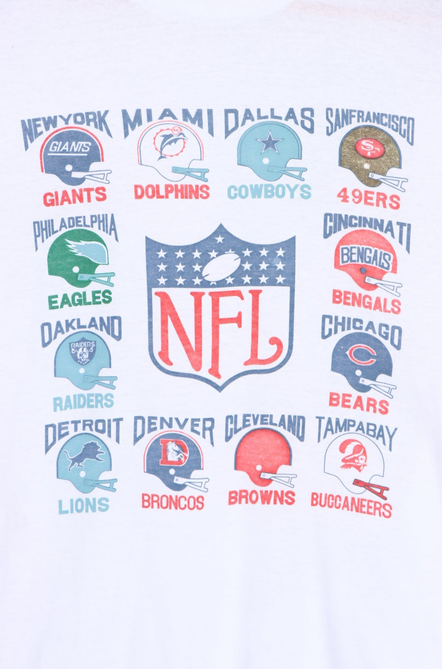 NFL Team Helmets Single Stitch T-Shirt (S-M)