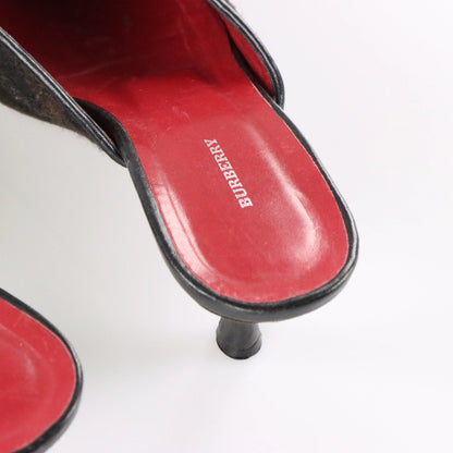 Vintage BURBERRY Tartan Square Pointed Toe Spain Made Kitten Heels (39)