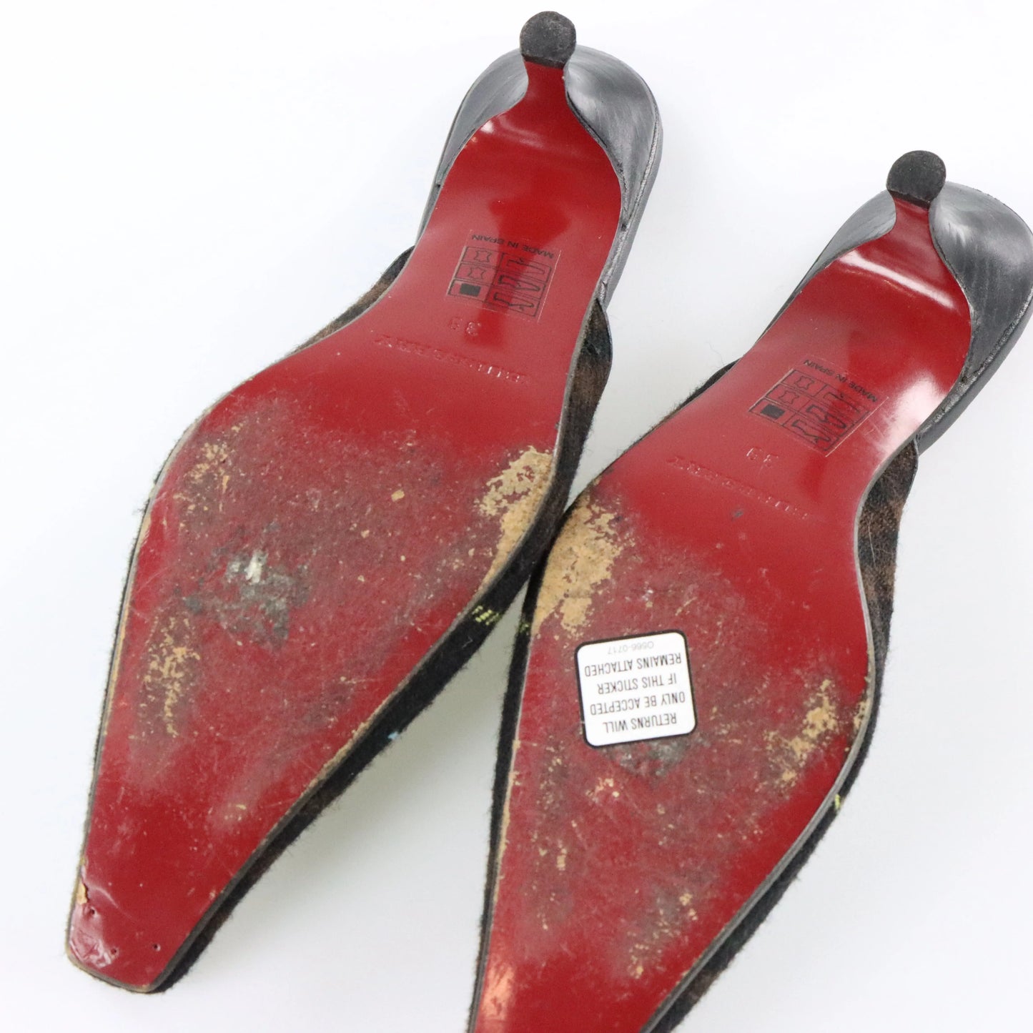 Vintage BURBERRY Tartan Square Pointed Toe Spain Made Kitten Heels (39)