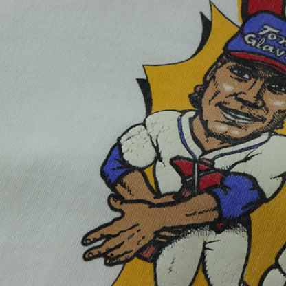 Atlanta Braves "Tomahawk Chop" MLB Caricature Single Stitch White Tee USA Made (XL)