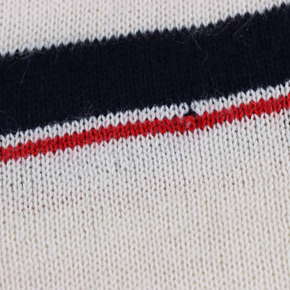 Vintage FIILA 80's Embroidered Striped Beige Italy Made Knit Sweater (L)