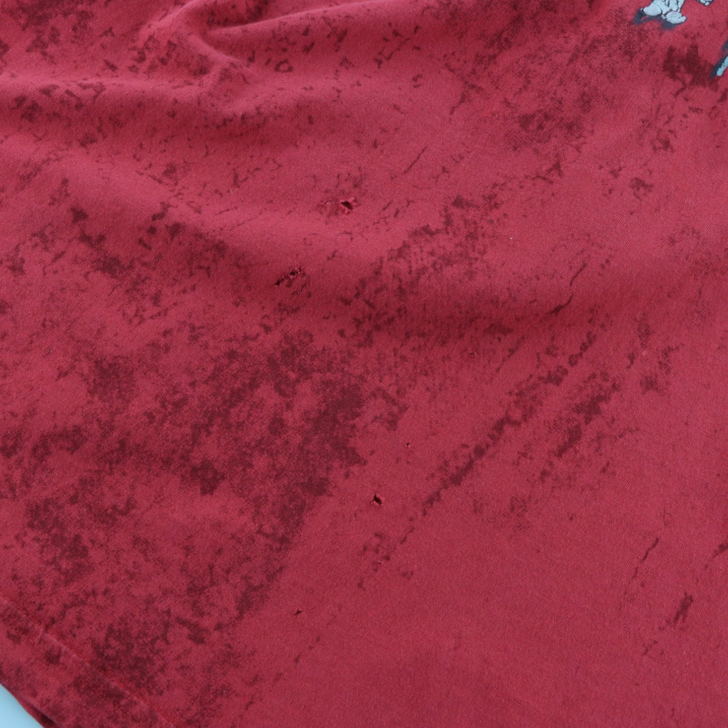 AFFLICTION Red "Live Fast" Side Stitching & Felt Detail Distressed T-Shirt USA Made (XXL)