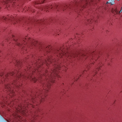 AFFLICTION Red "Live Fast" Side Stitching & Felt Detail Distressed T-Shirt USA Made (XXL)