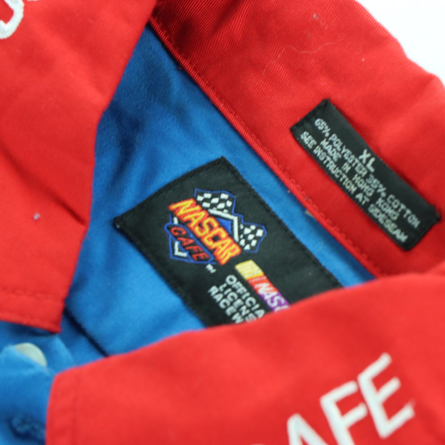 NASCAR CAFE Embroidered Button Up Short Sleeve Shirt (XL)