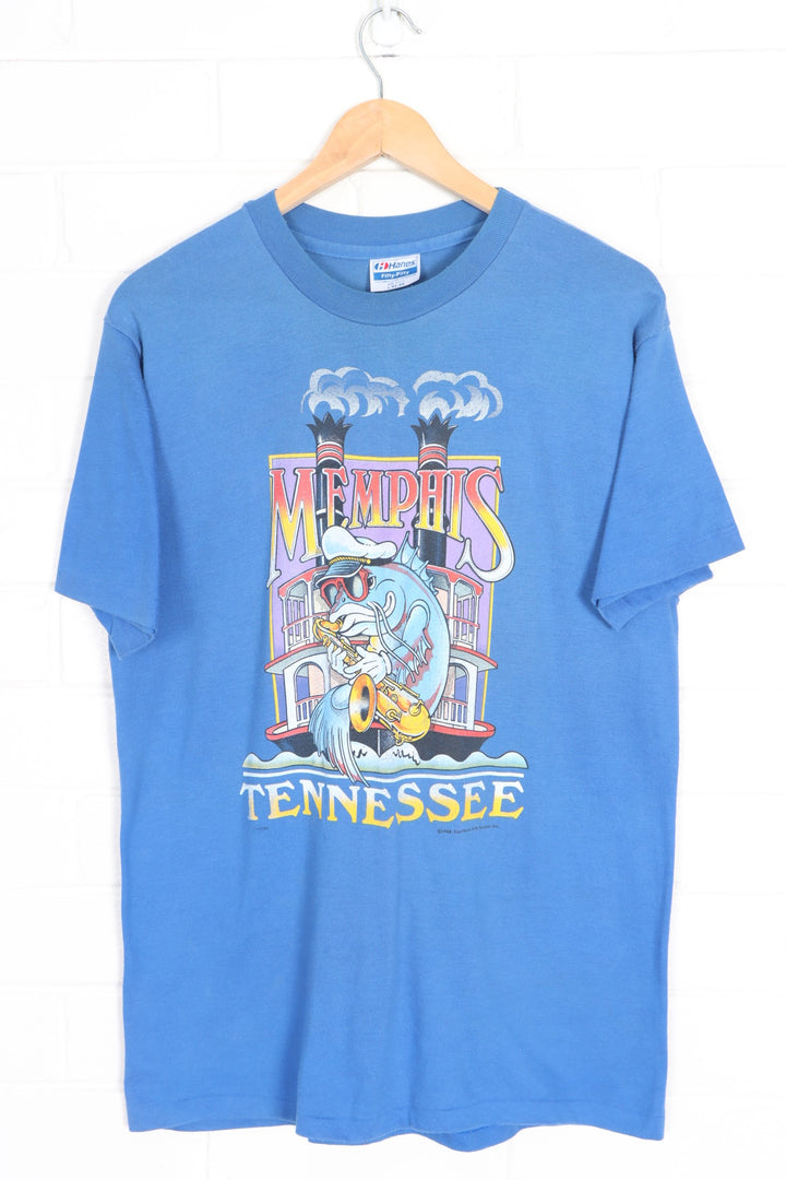 Memphis Tennessee 1988 Jazz Fish Single Sitch T-Shirt USA Made (M)