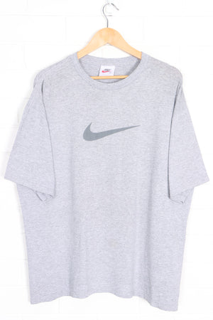 NIKE Big Centre Swoosh Logo Boxy Grey T-Shirt USA Made (XL)