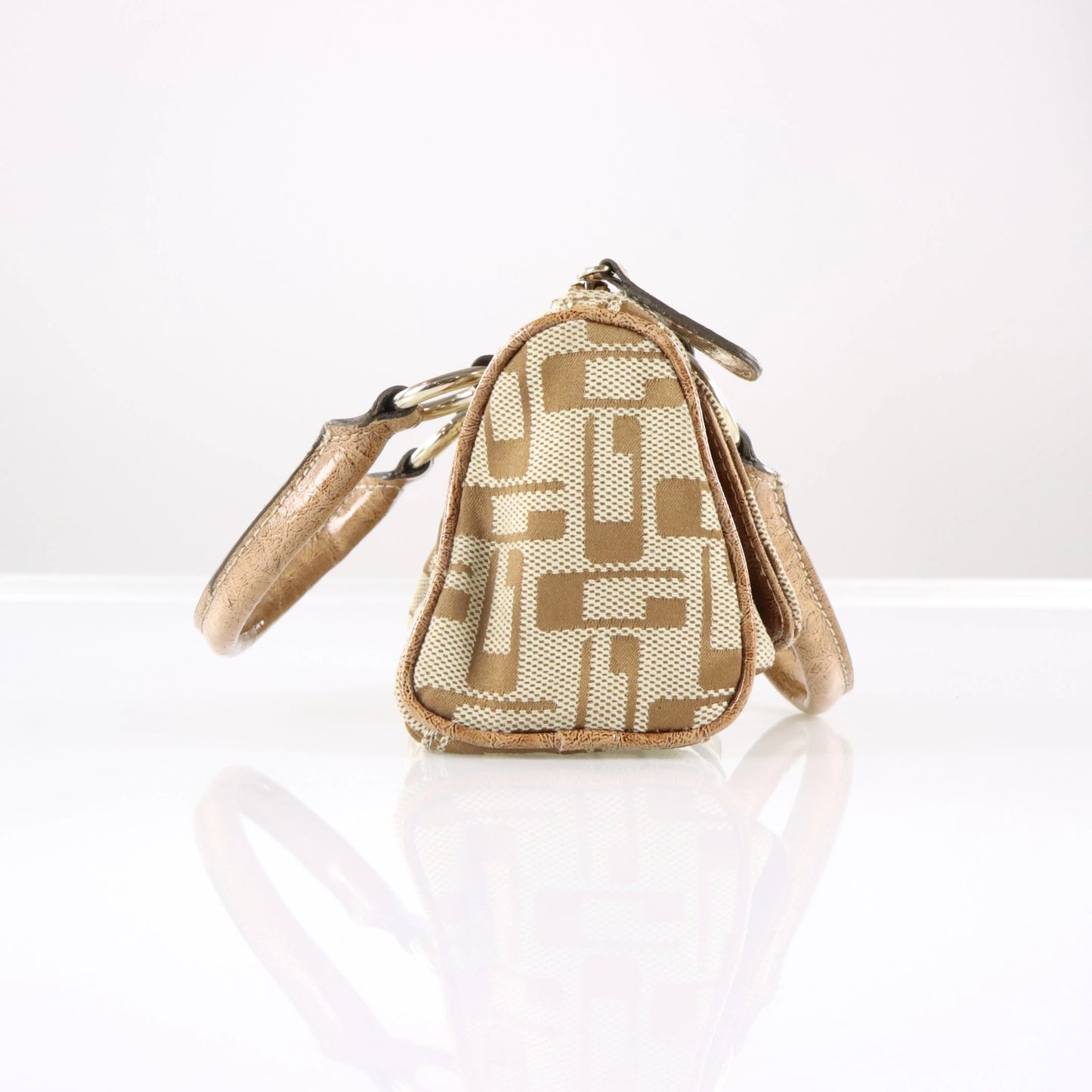 Vintage GUESS Studded Logo Brown & Cream Y2K Mini Bag