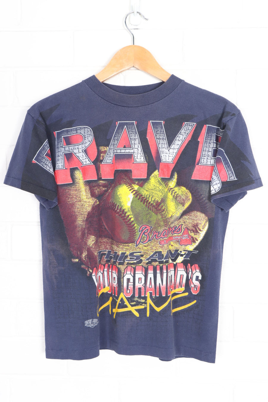 MLB 1996 Atlanta Braves "Grandads Game" Single Stitch T-Shirt USA Made (S)