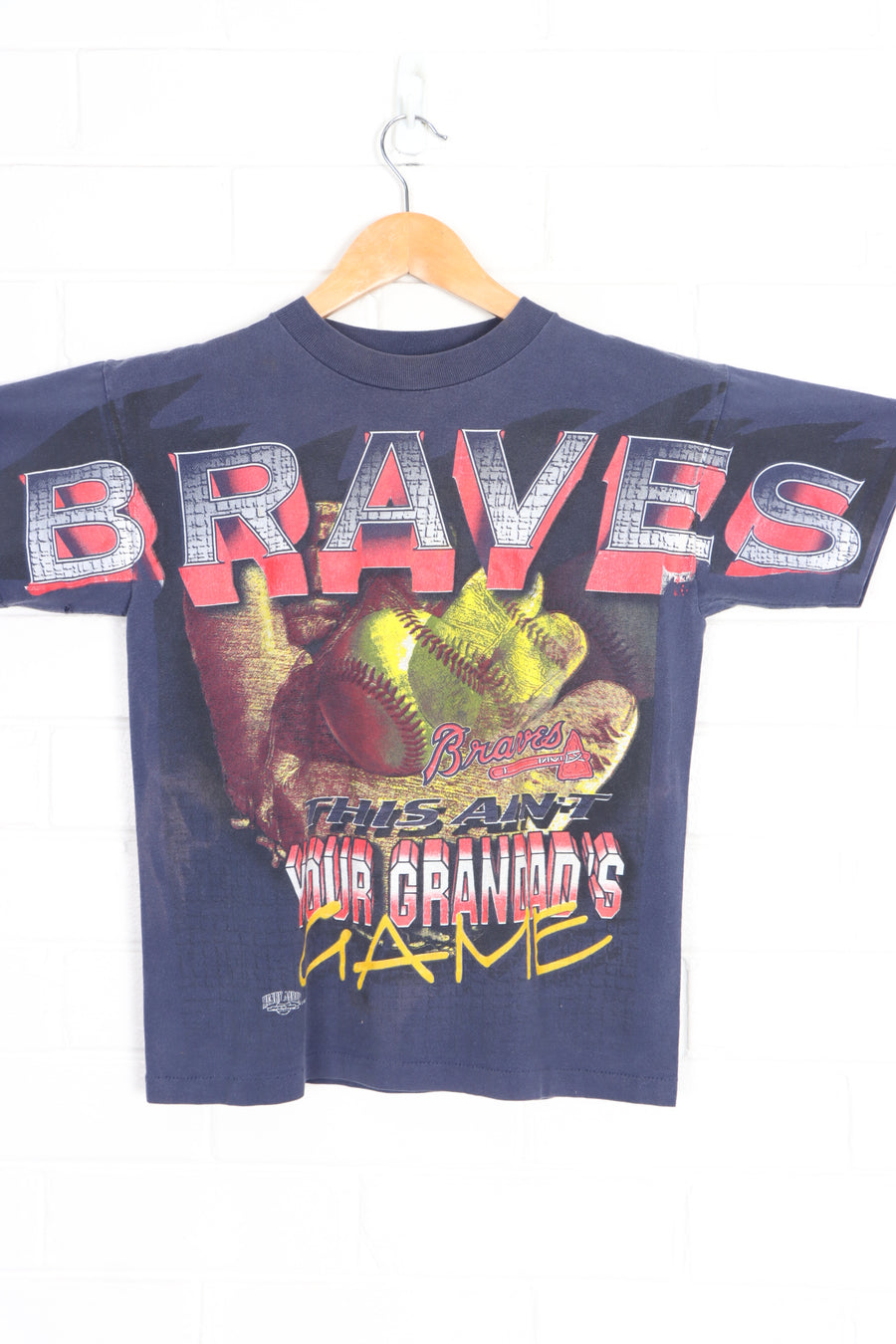 MLB 1996 Atlanta Braves "Grandads Game" Single Stitch T-Shirt USA Made (S)