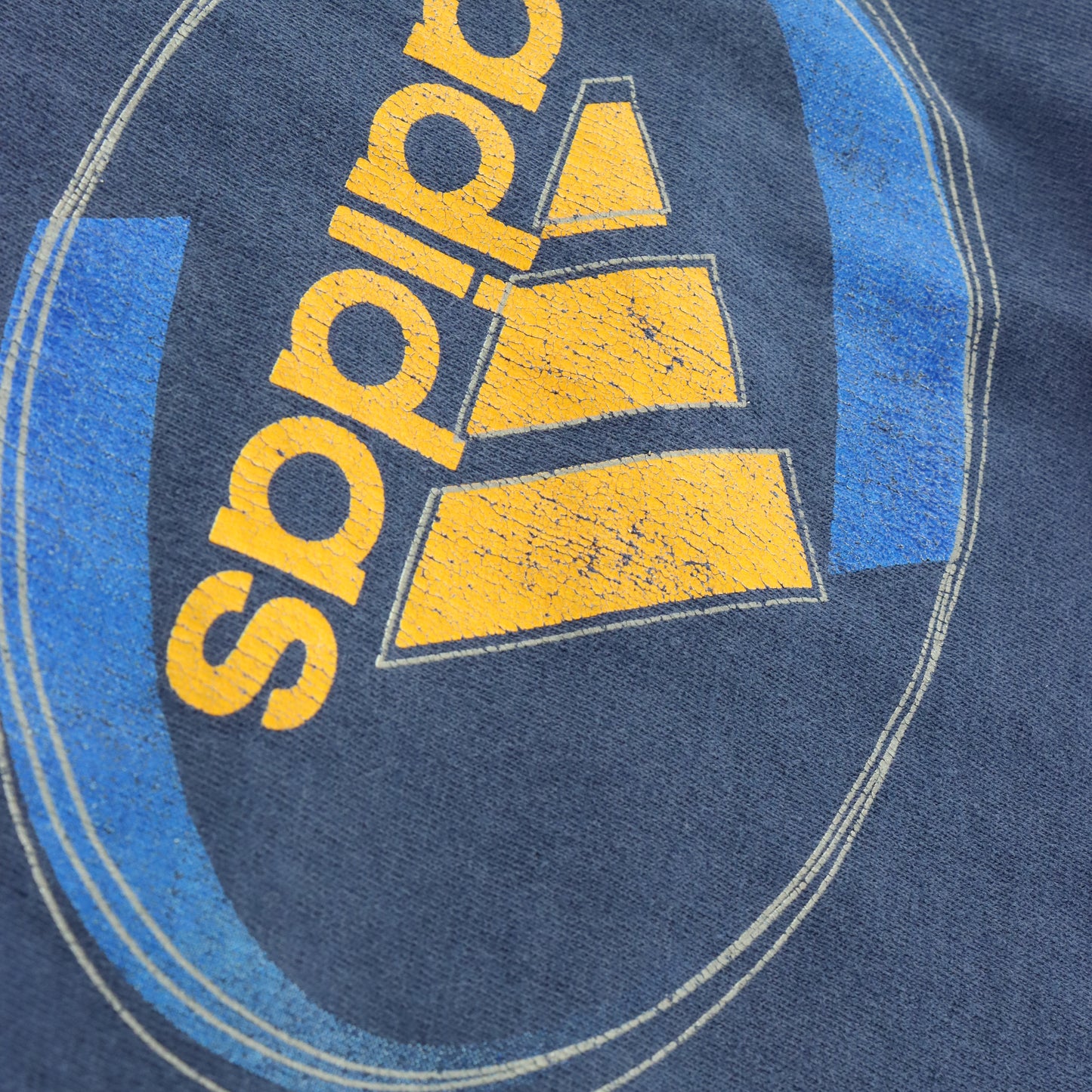 ADIDAS Blue & Yellow Retro Style Logo Graphic TShirt (M-L)