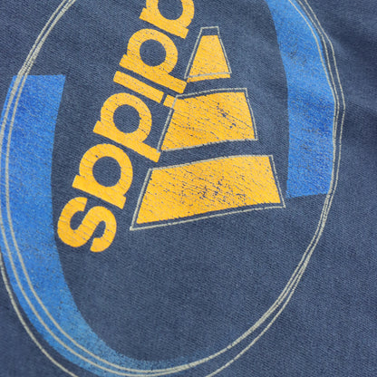 ADIDAS Blue & Yellow Retro Style Logo Graphic TShirt (M-L)