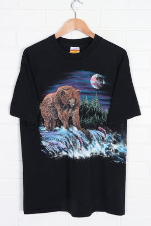 Grizzly Bear Front Back Single Stitch T-Shirt USA Made (M)