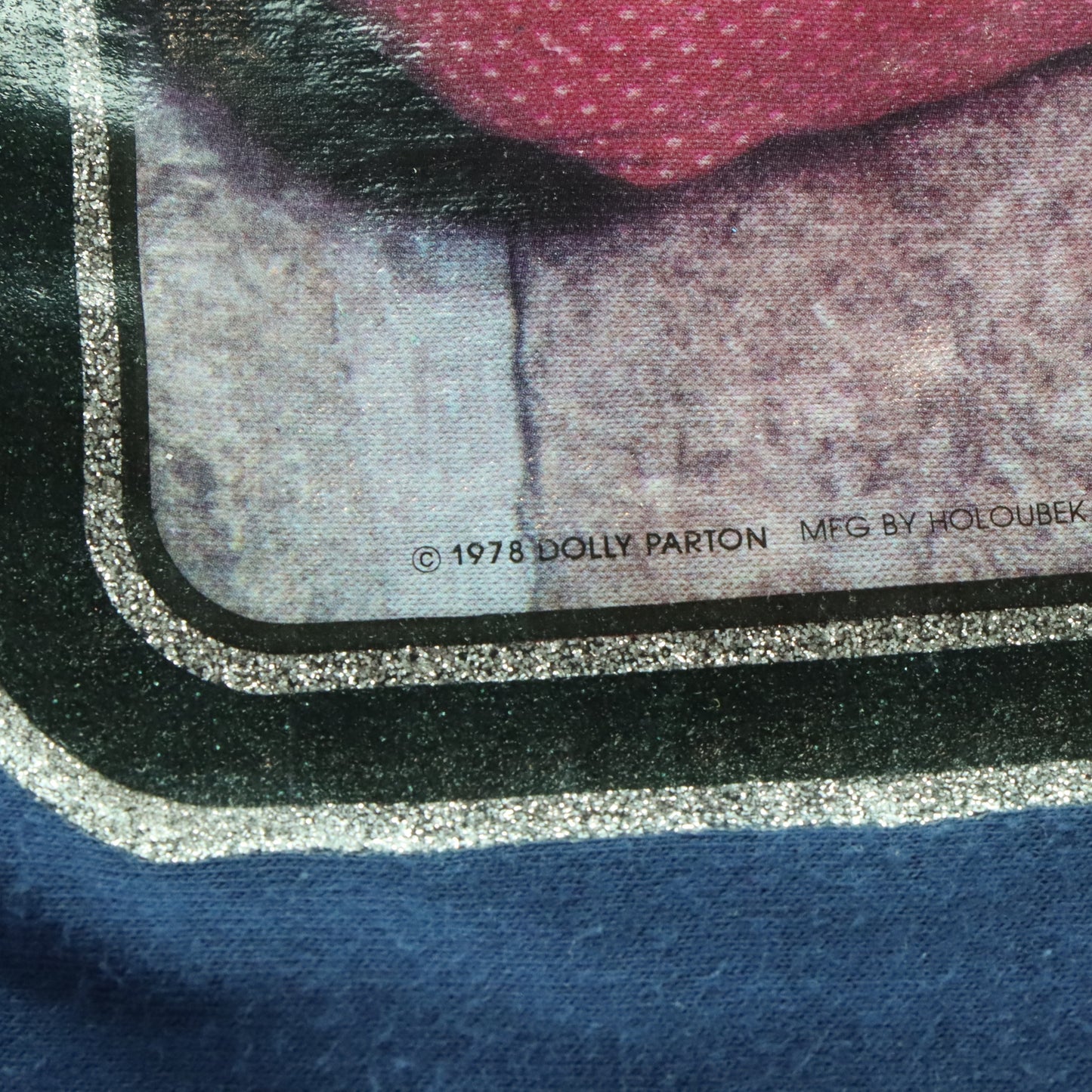 Vintage 1978 Dolly Parton Glitter Graphic Blue Single Stitch T-Shirt USA Made (Women's M-L)