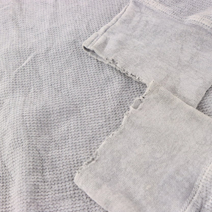 Vintage AFFLICTION Distressed Y2K Grey Velvet Cross Detail USA Made Waffle Thermal Long Sleeve Tee (XL)