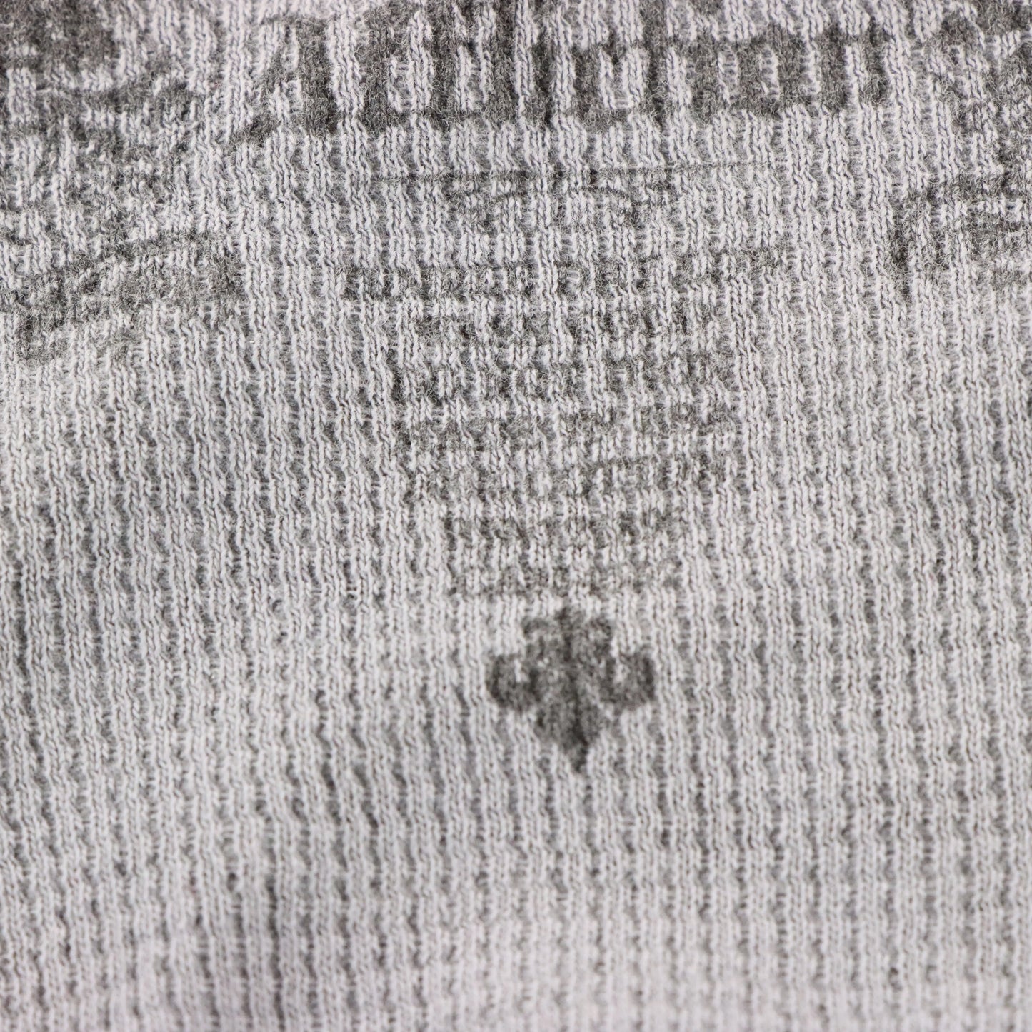 Vintage AFFLICTION Distressed Y2K Grey Velvet Cross Detail USA Made Waffle Thermal Long Sleeve Tee (XL)