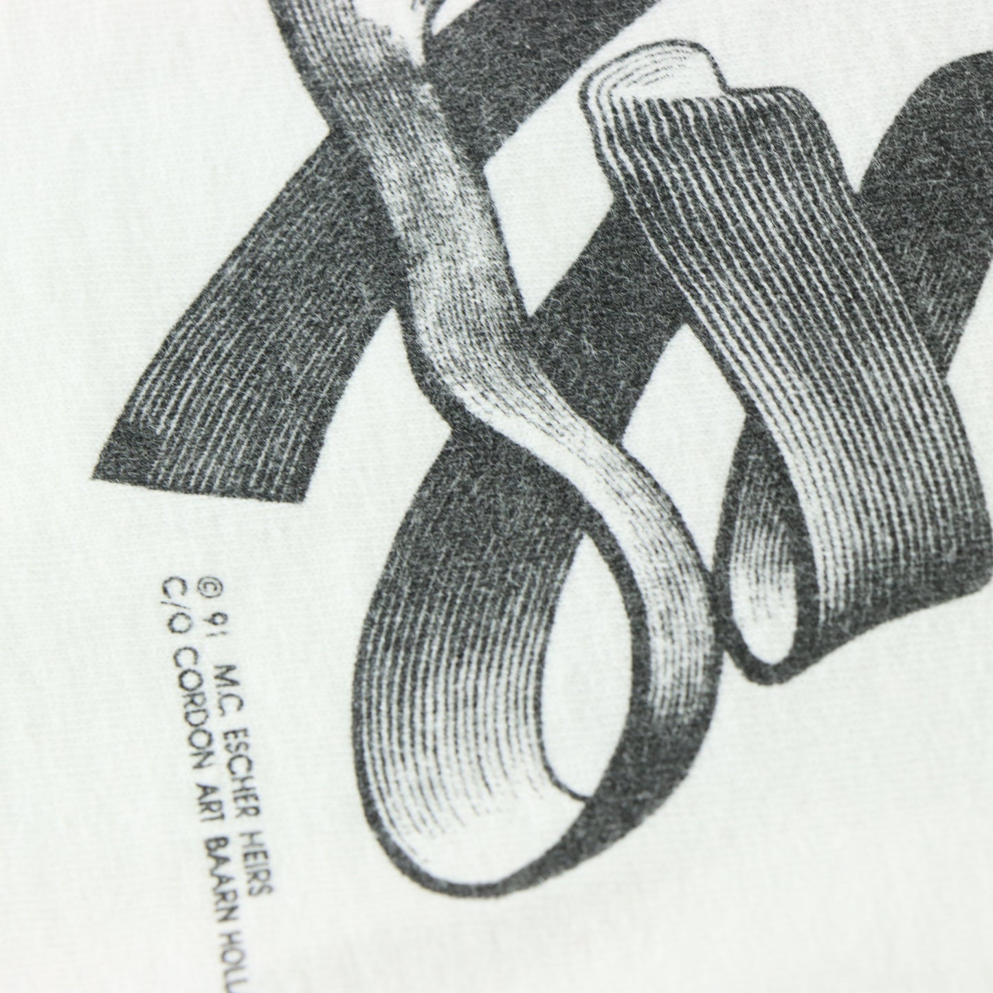 1991 MC ESCHER Sketches Drawing USA Made Black & White Art Tee (S-M)