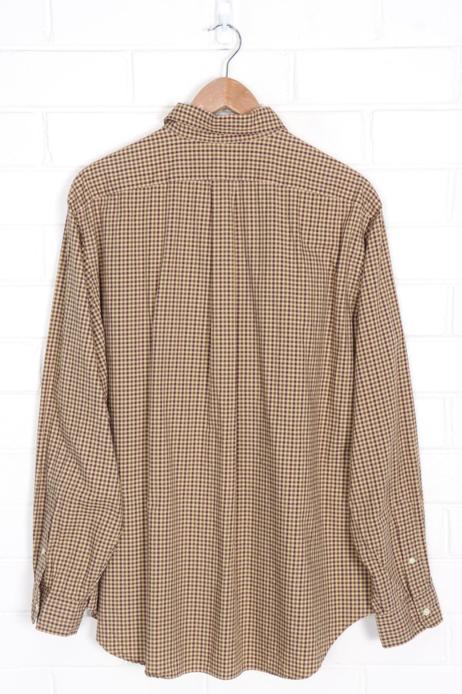 RALPH LAUREN 'Classic Fit' Brown Gingham Long Sleeve Shirt (XXL)