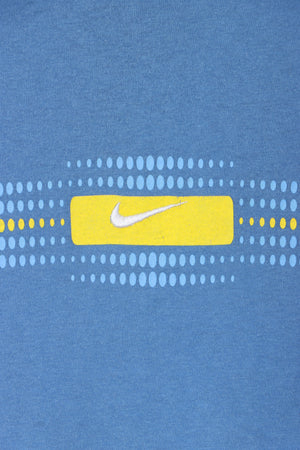 NIKE Centre Swoosh Logo Blue & Yellow T-Shirt (M)