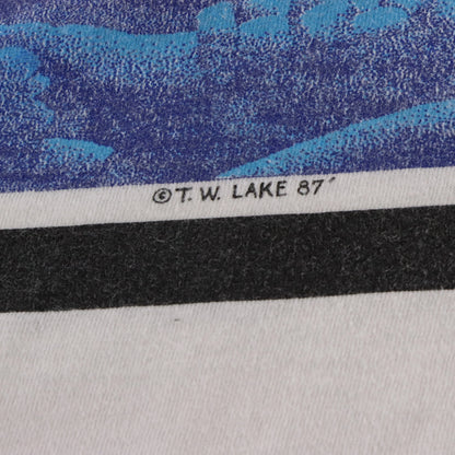 Vintage Lahaina Maui Hawaii Swimming Whales & Divers White Single Stitch T-Shirt (XL)