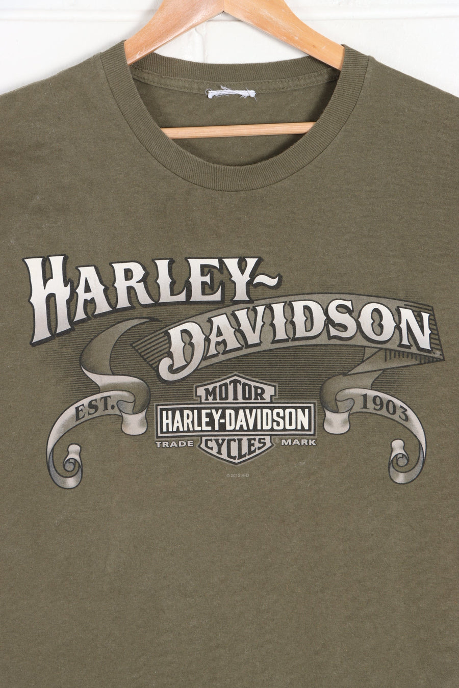HARLEY DAVIDSON Cancun Front Back Olive T-Shirt (L)