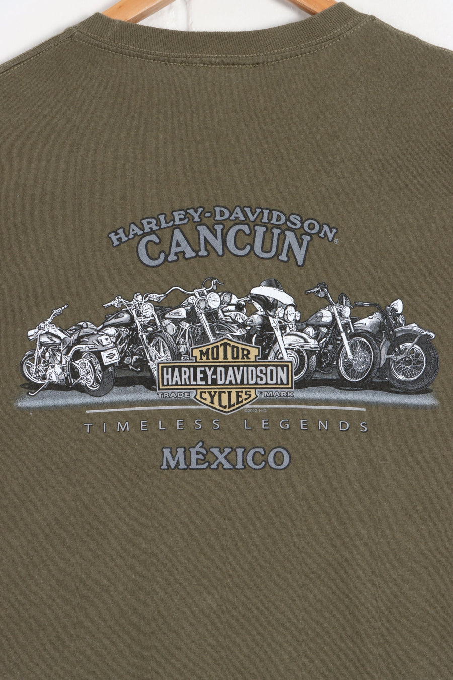 HARLEY DAVIDSON Cancun Front Back Olive T-Shirt (L)