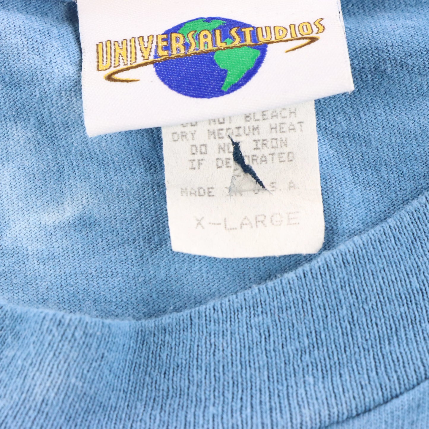 Vintage 90s JURASSIC PARK "I Survived" Dinosaur Movie USA Made Blue Tie-Dye T-Shirt (XL)