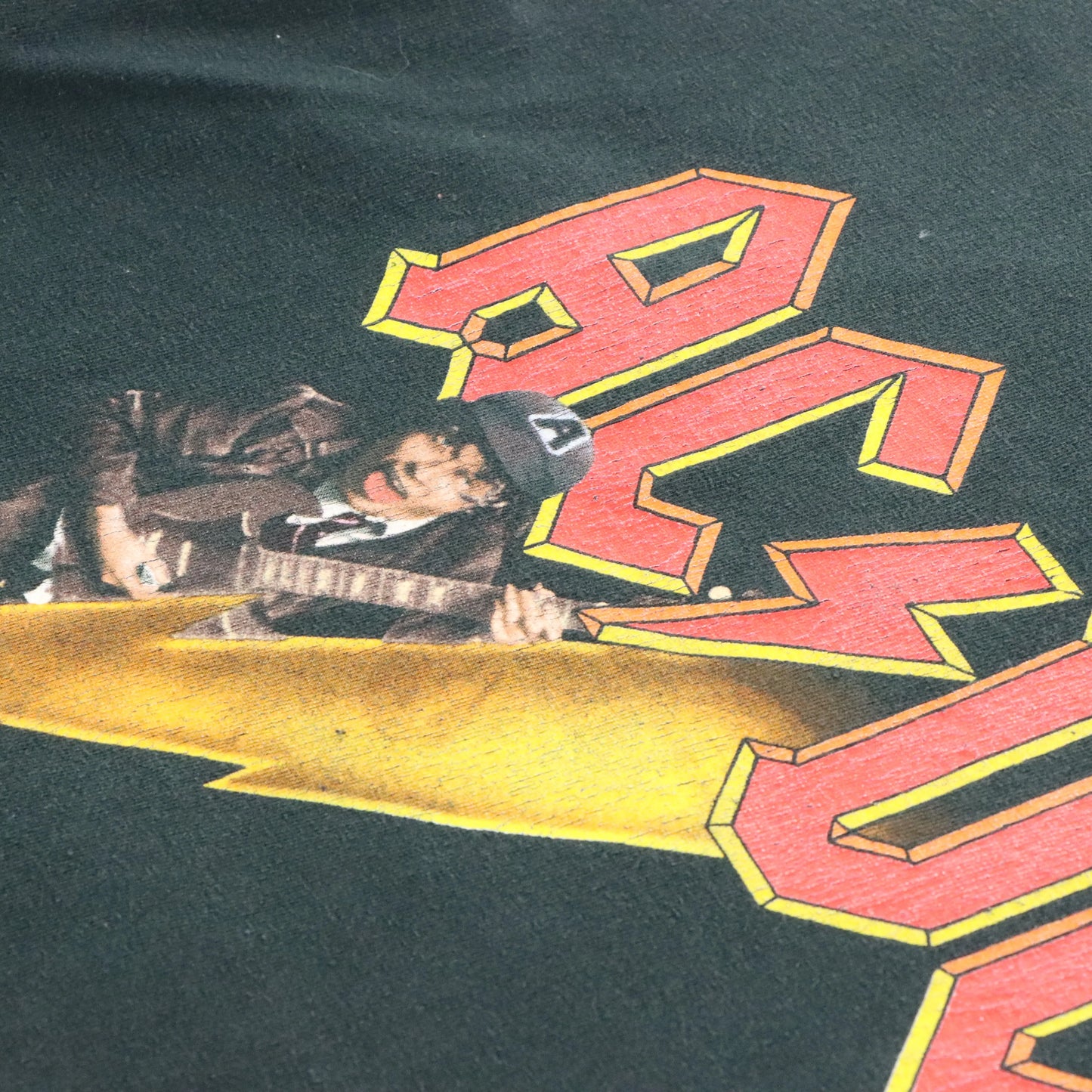 Vintage ACDC Y2K Angus Young Lightning Black Music Band T-Shirt (XL)