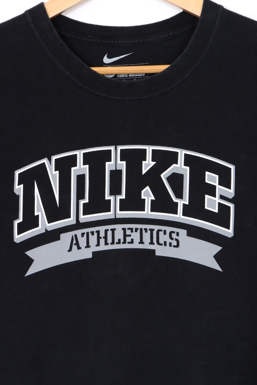 NIKE Athletics Spell Out Logo Black Loose Fit T-Shirt (M-L)