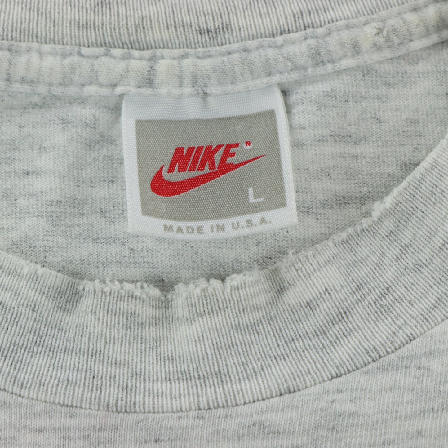 NIKE "Just Do It" Colourful Retro Slogan Graphic Single Stitch Light Grey T-Shirt USA Made (M-L)