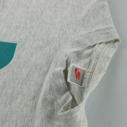 NIKE "Just Do It" Colourful Retro Slogan Graphic Single Stitch Light Grey T-Shirt USA Made (M-L)