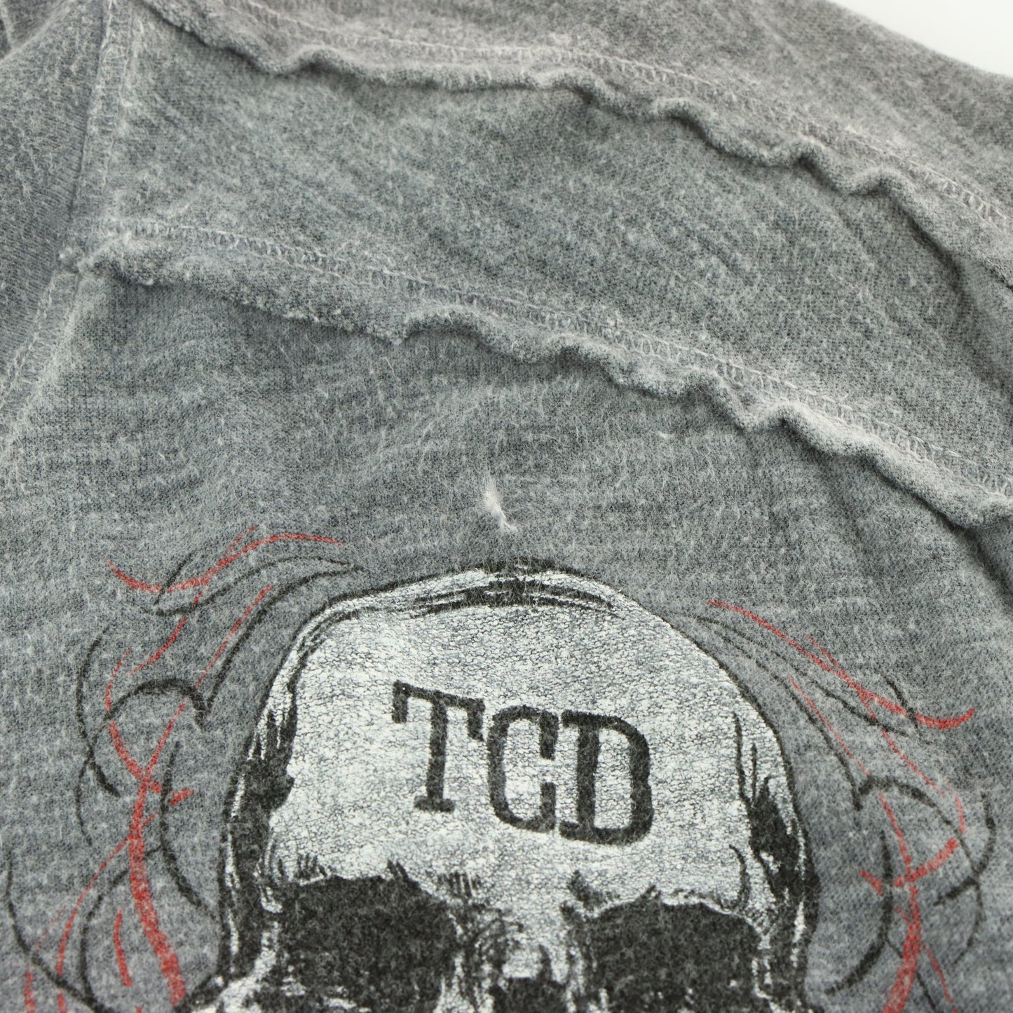 AFFLICTION x EDDIE TROTTA Grey Double Sided 'American Customs' 1/4 Button USA Made T-Shirt (L)