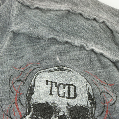 AFFLICTION x EDDIE TROTTA Grey Double Sided 'American Customs' 1/4 Button USA Made T-Shirt (L)