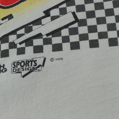 Vintage 1995 Ted Musgrave 'Distant Thunder Tour' NASCAR Double Sided White Single Stitch HANES Tee (L)